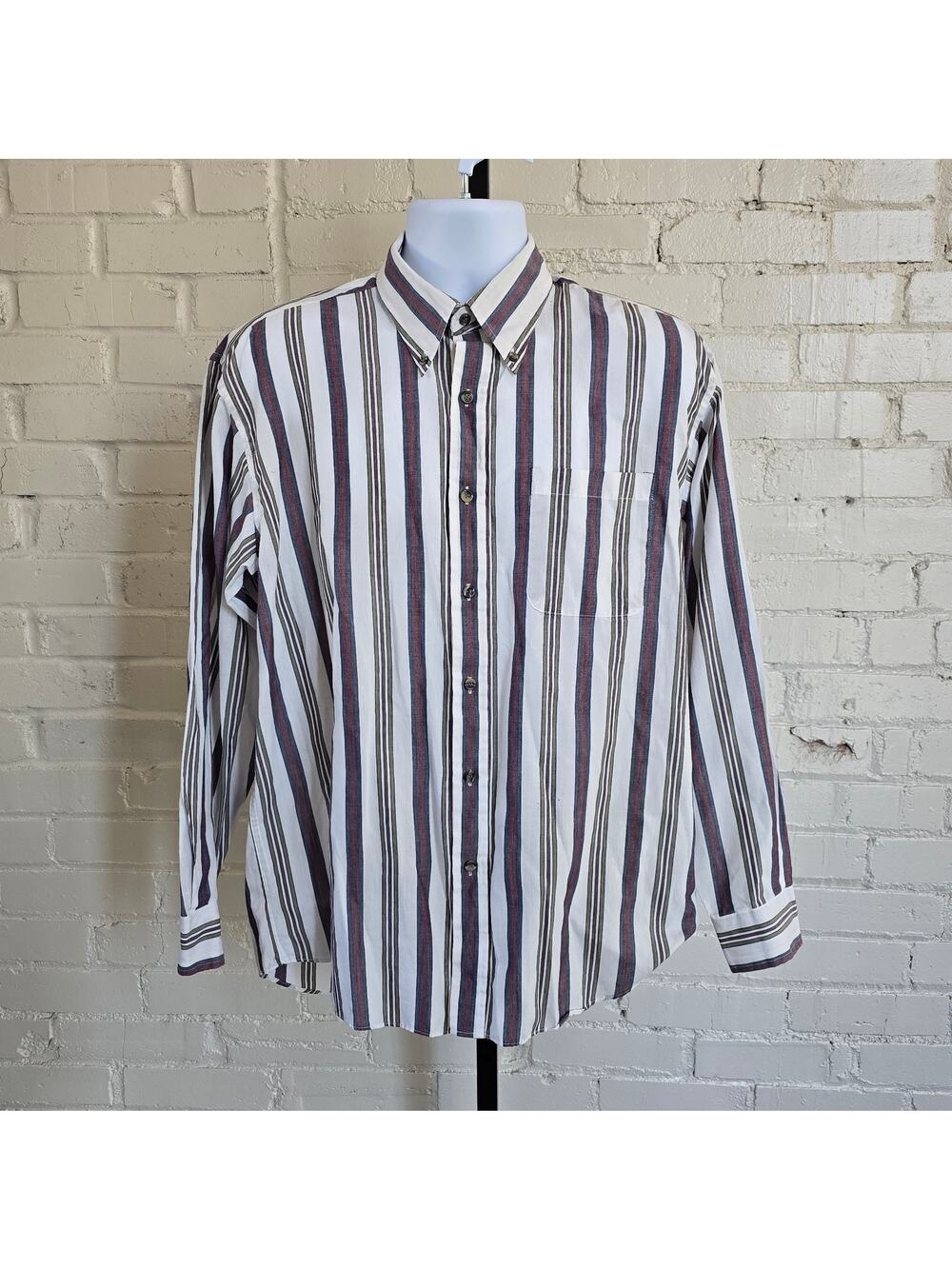90s Vintage Vertical Multi-Stripe Button Down Shirt Grandpacore┃90s Retro Prep